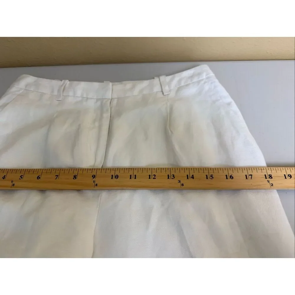 H&M White Linen Blend Wide Leg Cropped Pants Women’s US 6 EUR 36